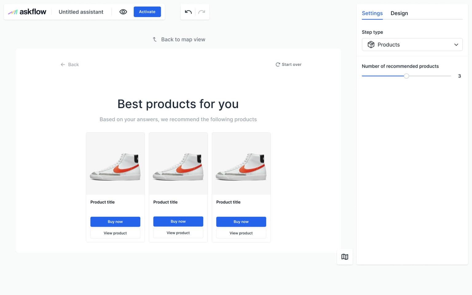 Sample AskFlow Cart behavior settings