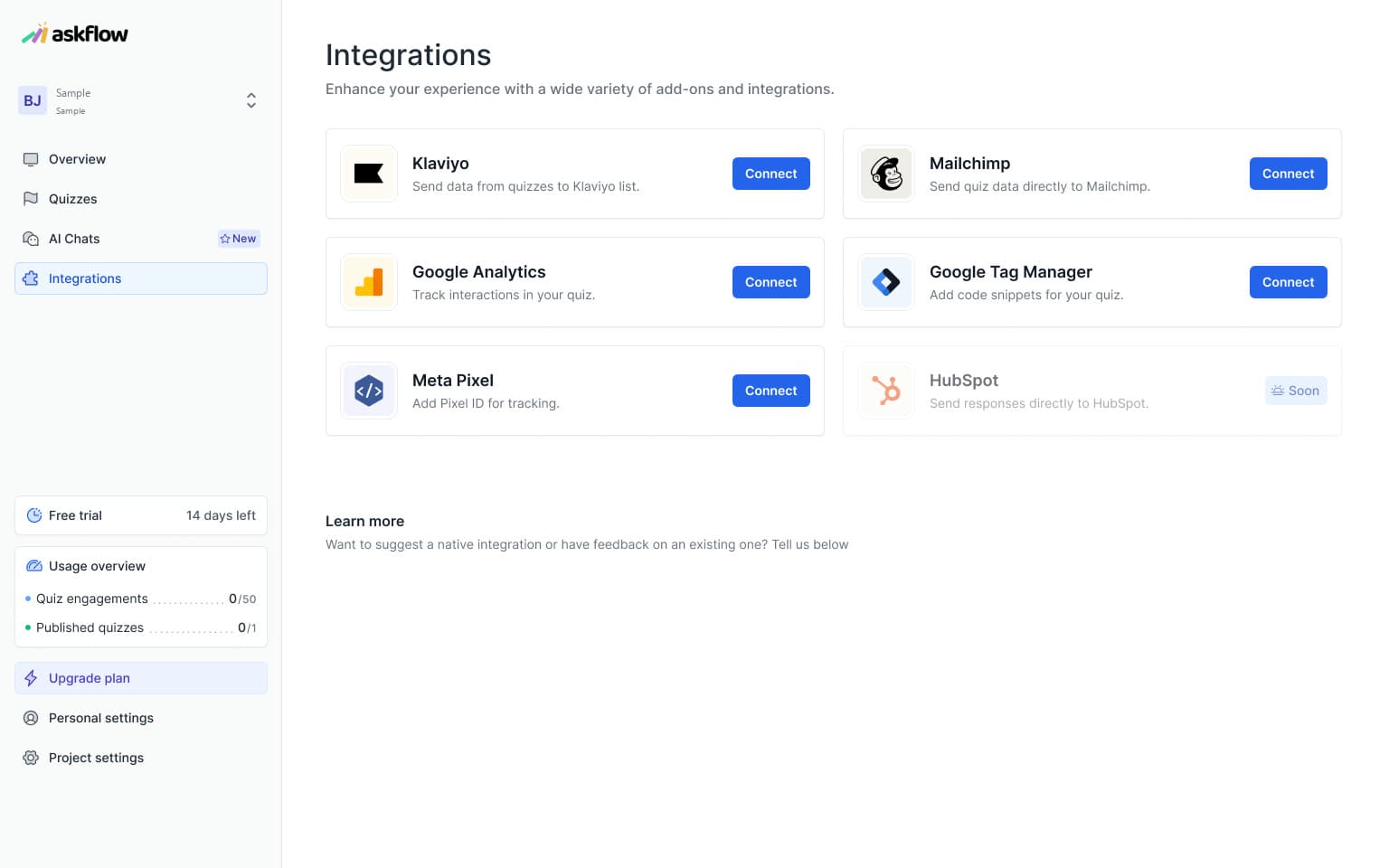 Sample AskFlow Integrations