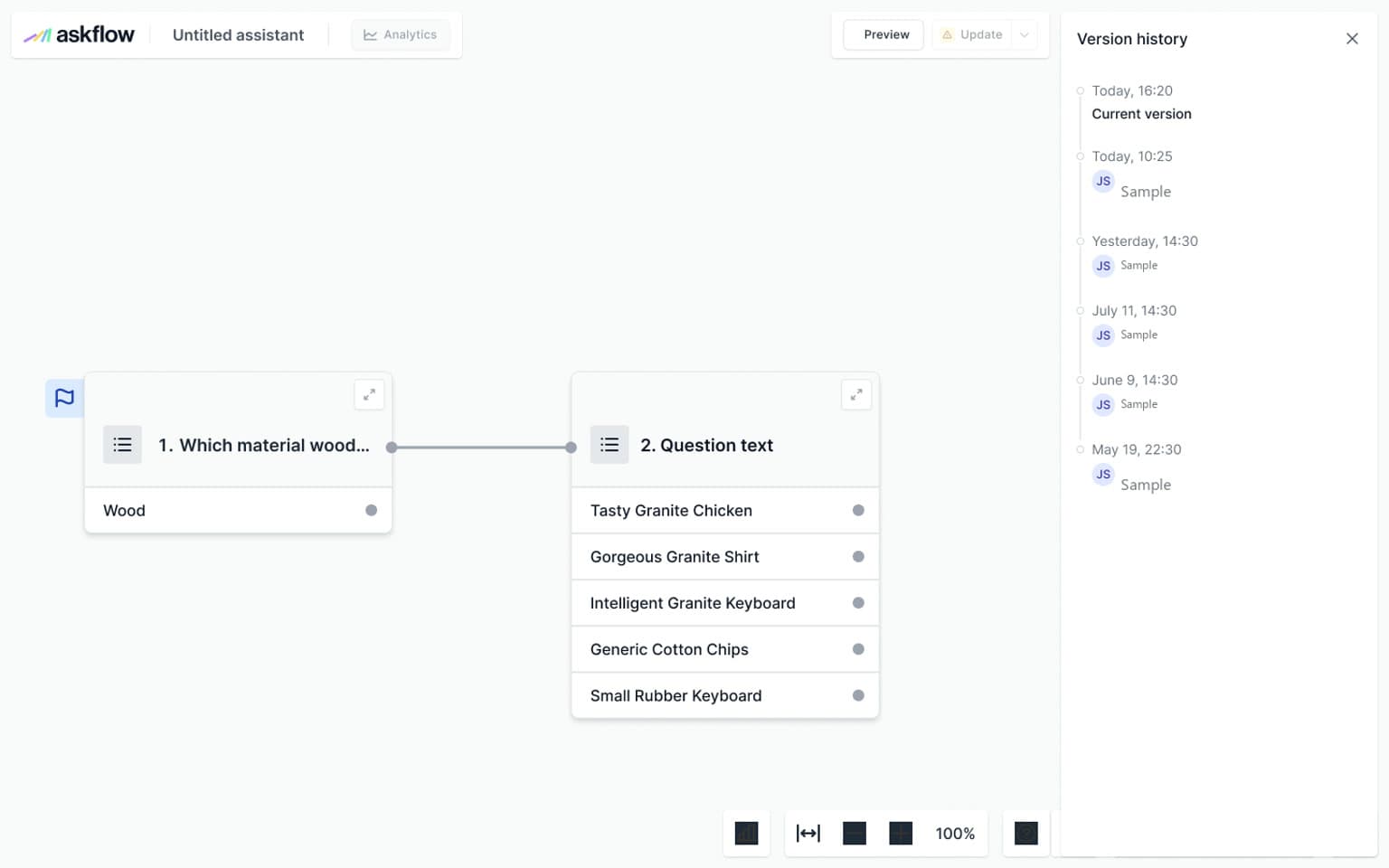 Sample AskFlow Version history