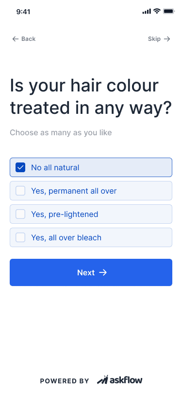 Sample AskFlow shopper choice mobile