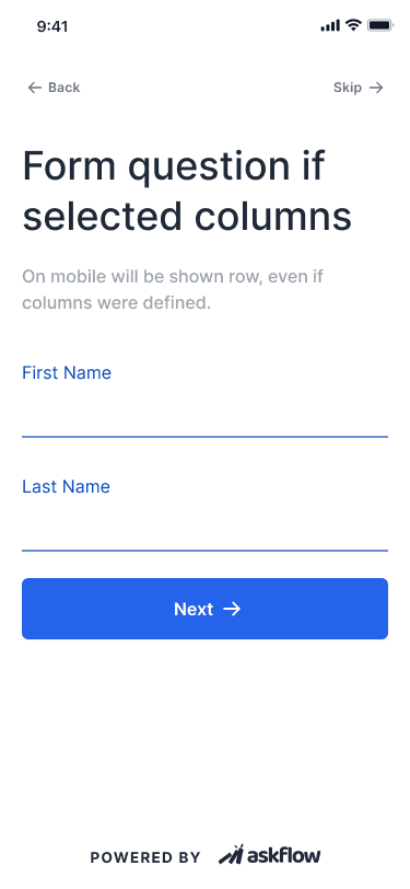 Sample AskFlow Mobile form