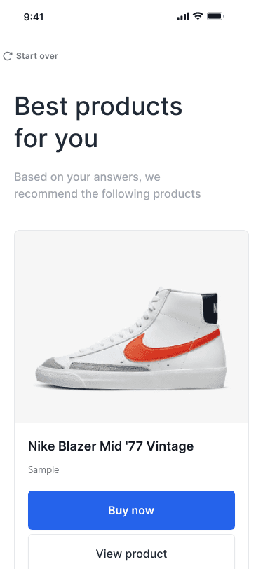 Sample AskFlow Mobile recommendations
