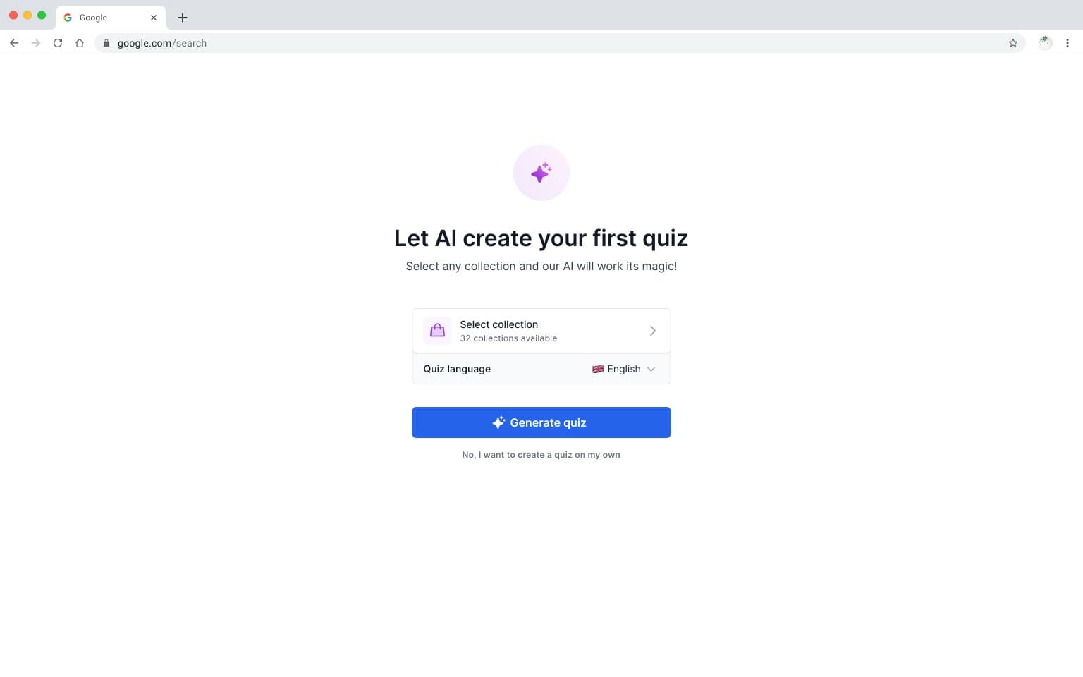Sample AskFlow first quiz generated with AI, version A