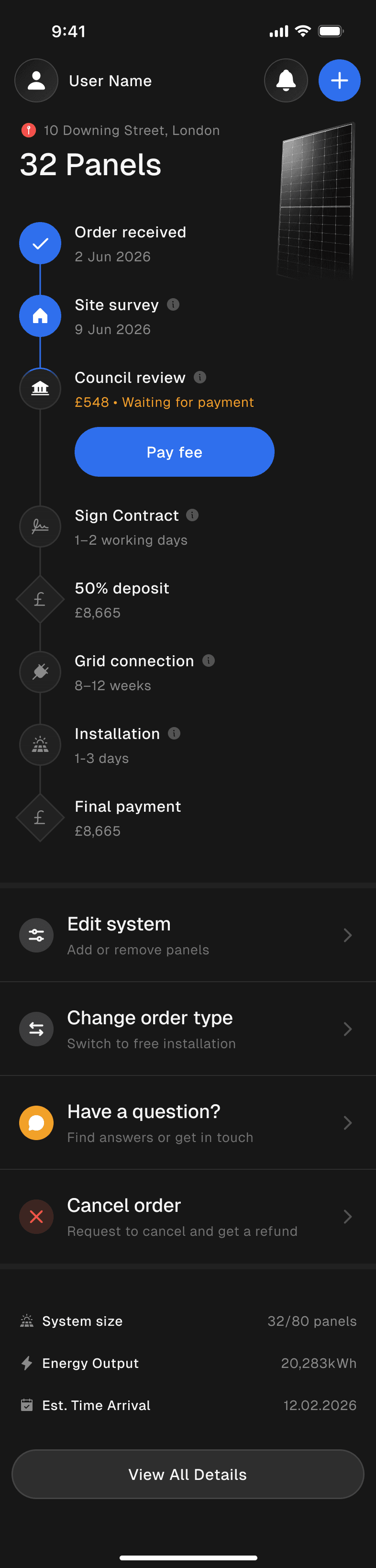 Order tracker for a direct purchase