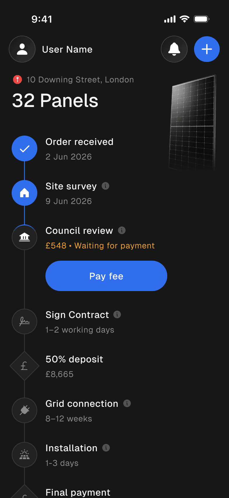 Order tracker for a direct purchase
