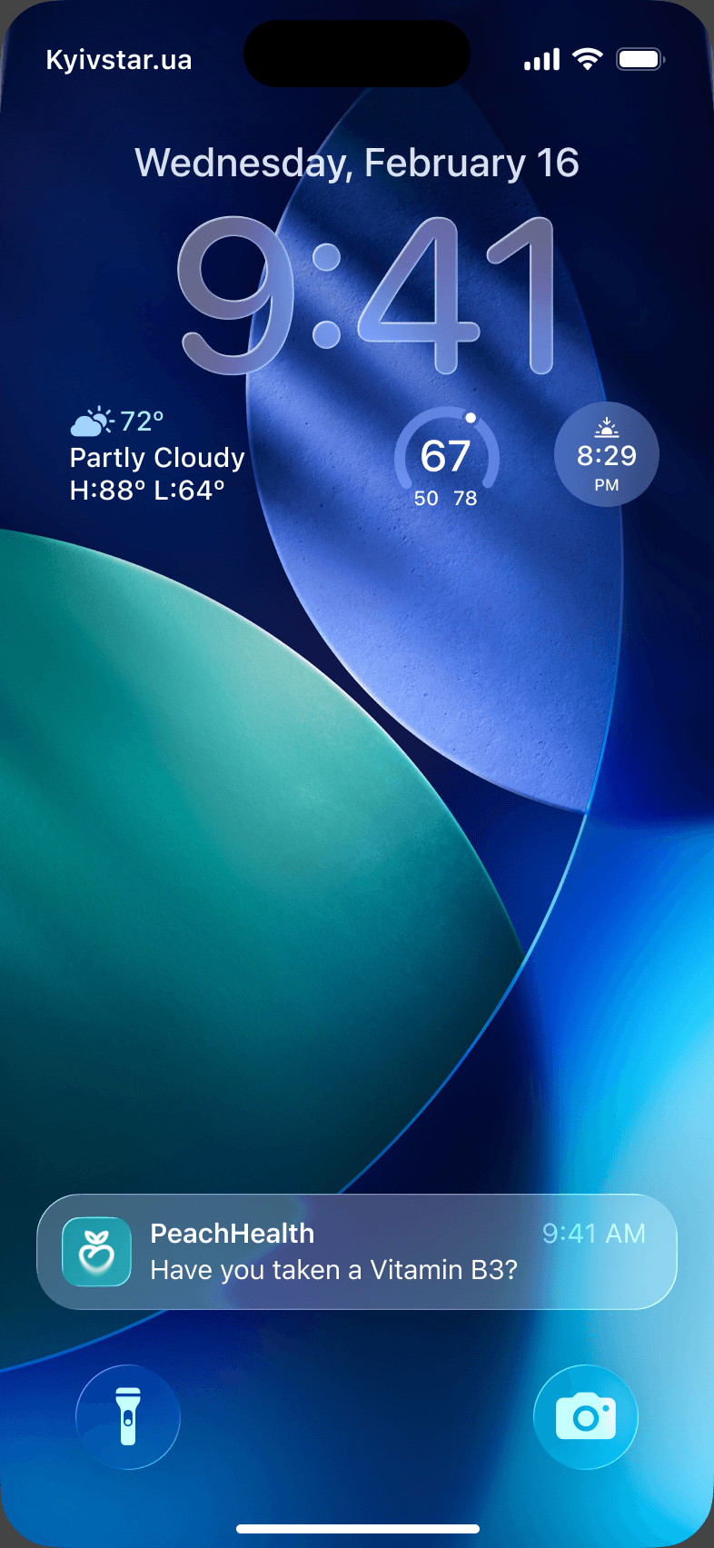 Peach Health medication reminder on the lock screen
