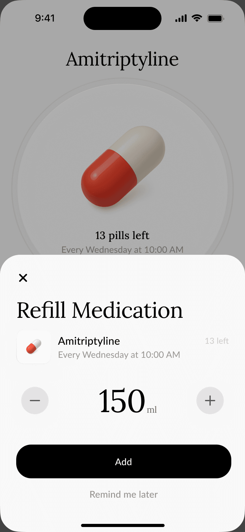 Peach Health refill medication sheet