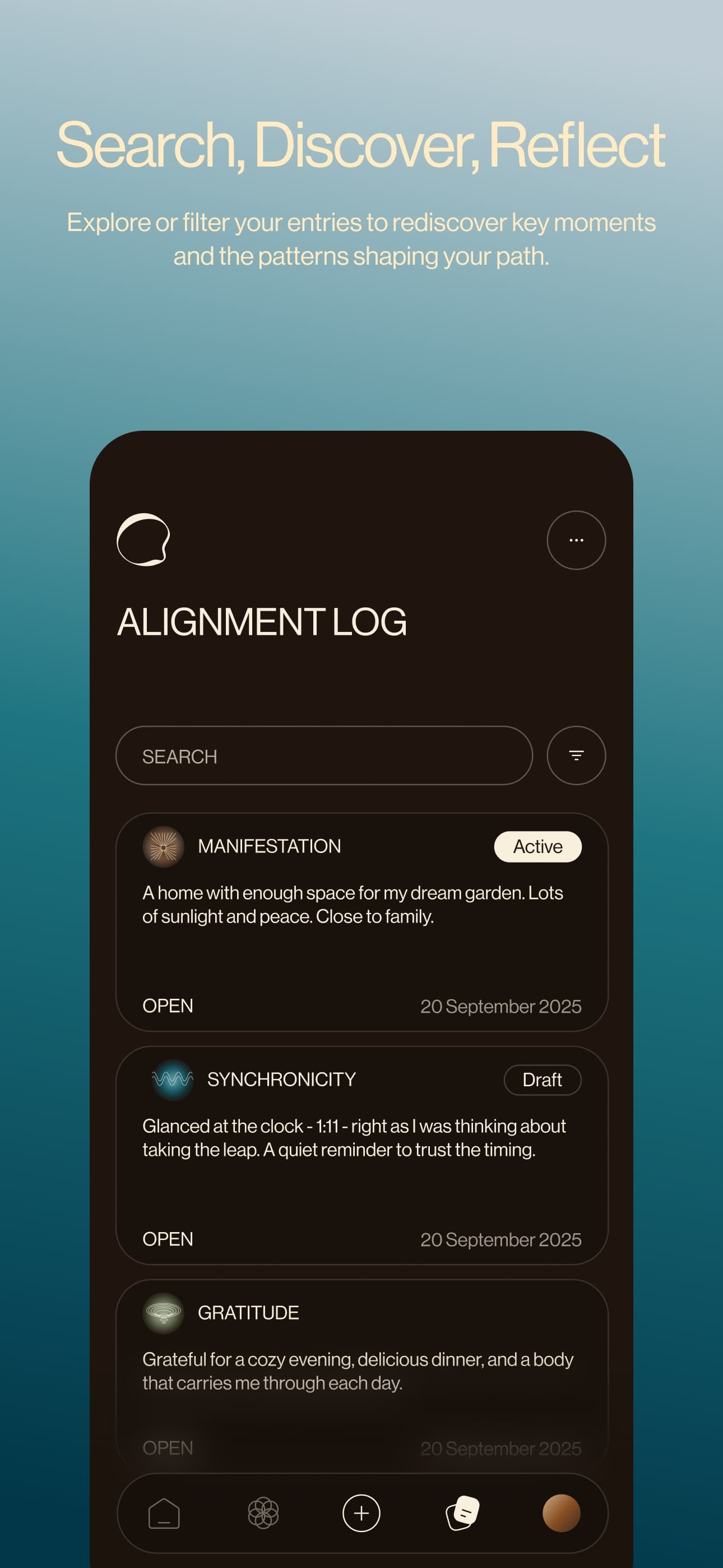Sample Quantum Body App Store poster: search and reflection