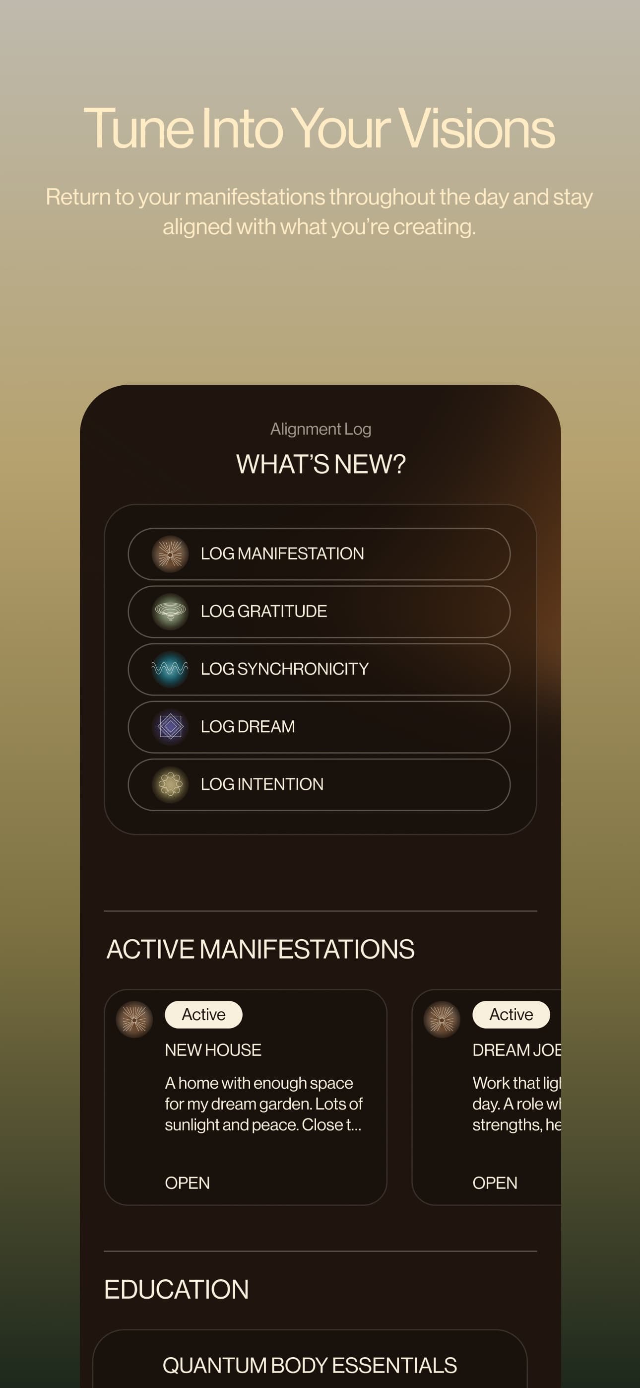 Sample Quantum Body App Store poster: active entries