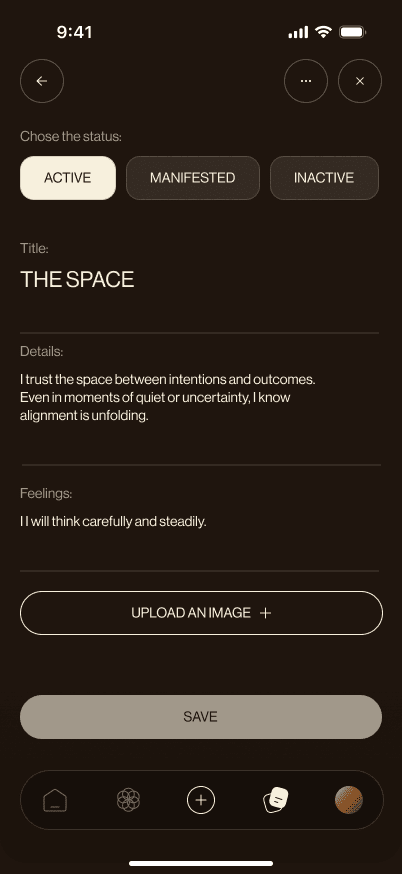 Sample Quantum Body entry editor with status controls