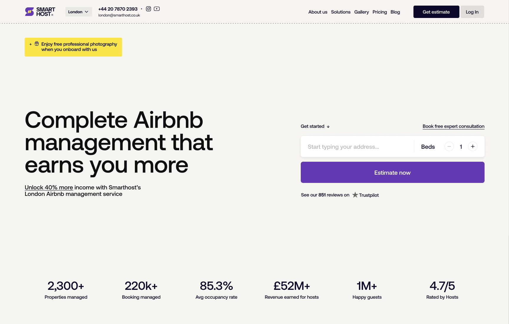 Sample SmartHost homepage visual design