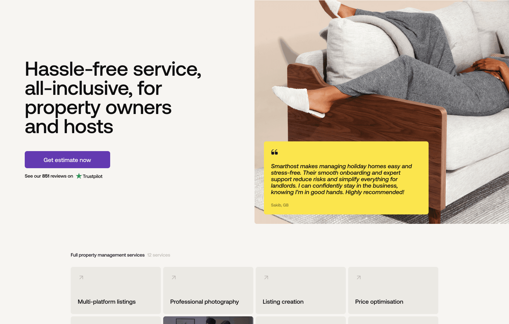 Sample SmartHost service overview page