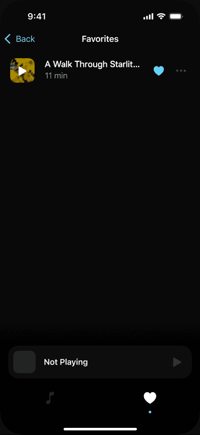 Sample Snoozeband favourites list