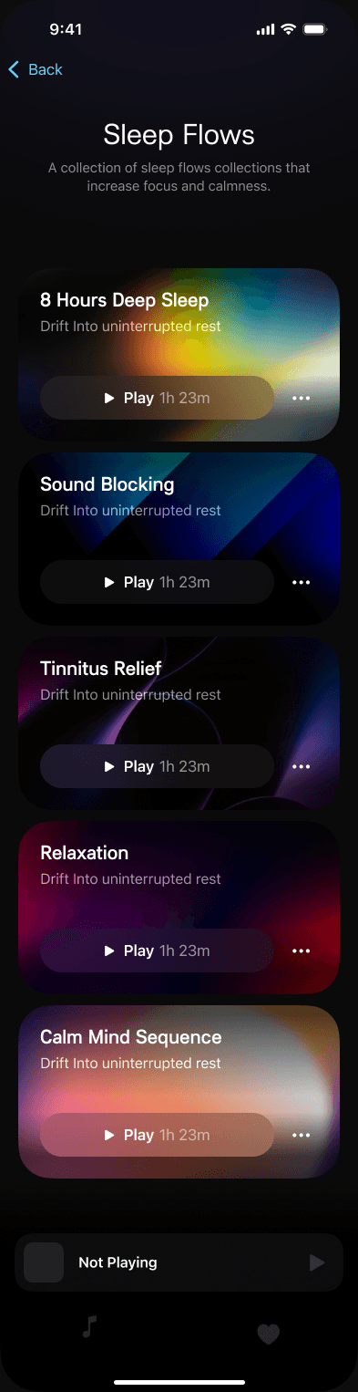 Sample Snoozeband Sleep Flows catalogue
