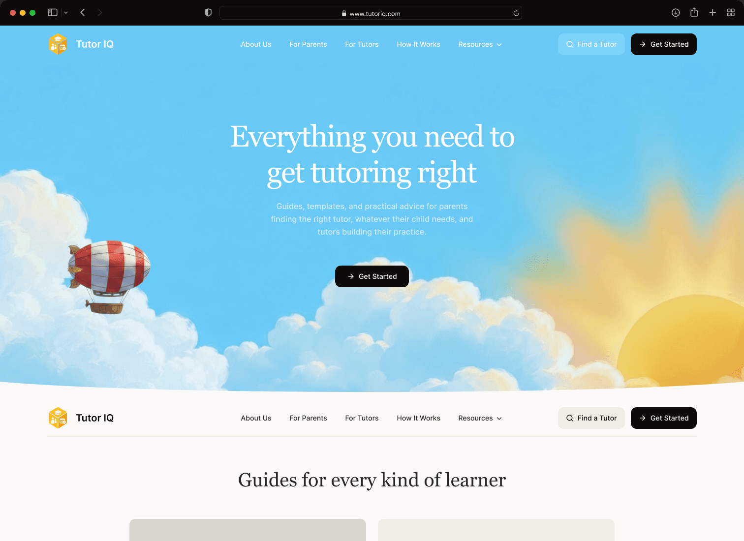 Sample Tutor IQ website Resources page