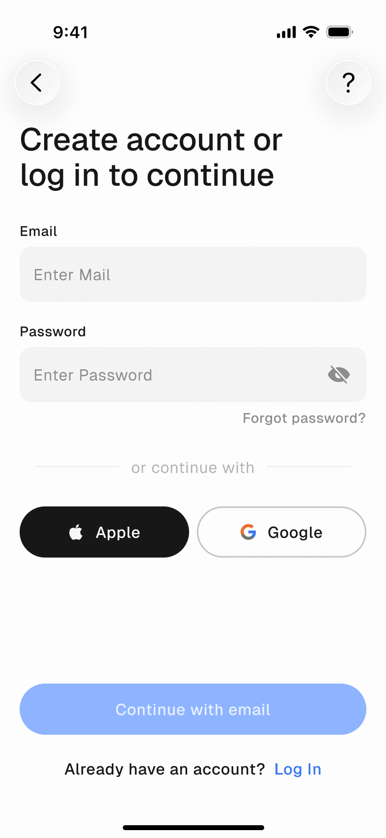 Register screen, after the estimate