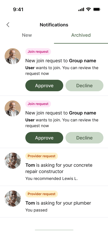Sample Nearbor archived notifications