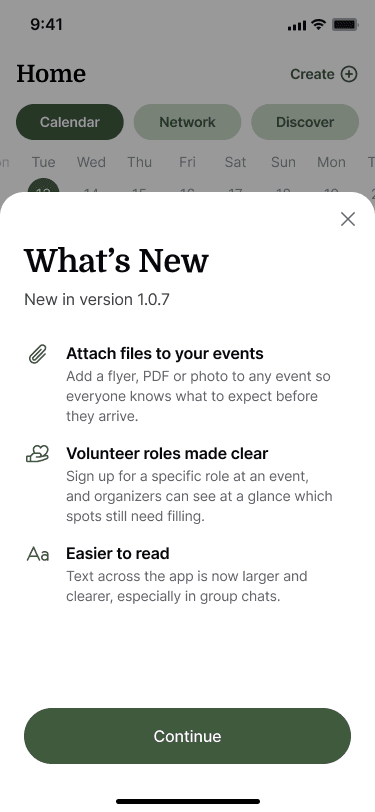 Sample Nearbor What's New sheet