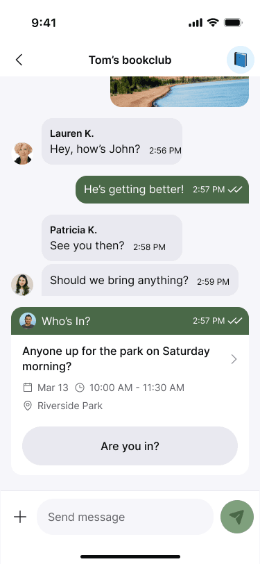 Sample Nearbor organiser view of Who's In? answers
