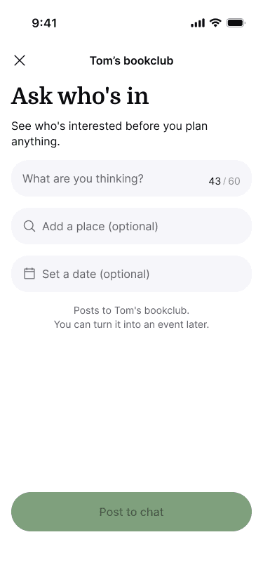 Sample Nearbor Who's In? question being written